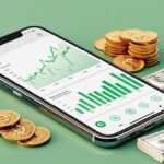 Ilustrasi aplikasi pencatat keuangan pribadi di smartphone